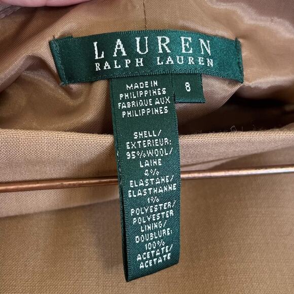 Lauren Ralph Lauren Women Wool Pencil Skirt Size 8 Tan Old Money Preppy Academia - Picture 4 of 4